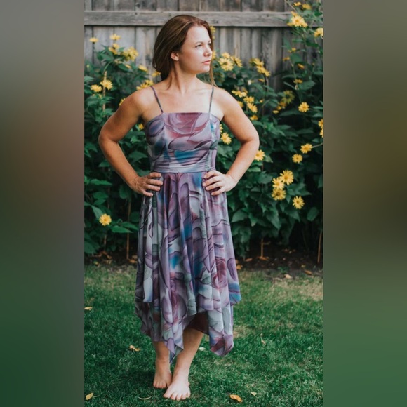 Vintage Dresses & Skirts - Vintage purple floral dress, size S/M